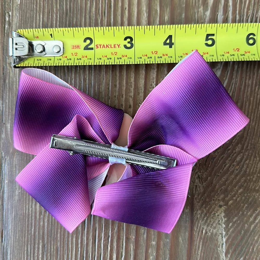 New Pink and purple tie dye hair clip Bow 5”